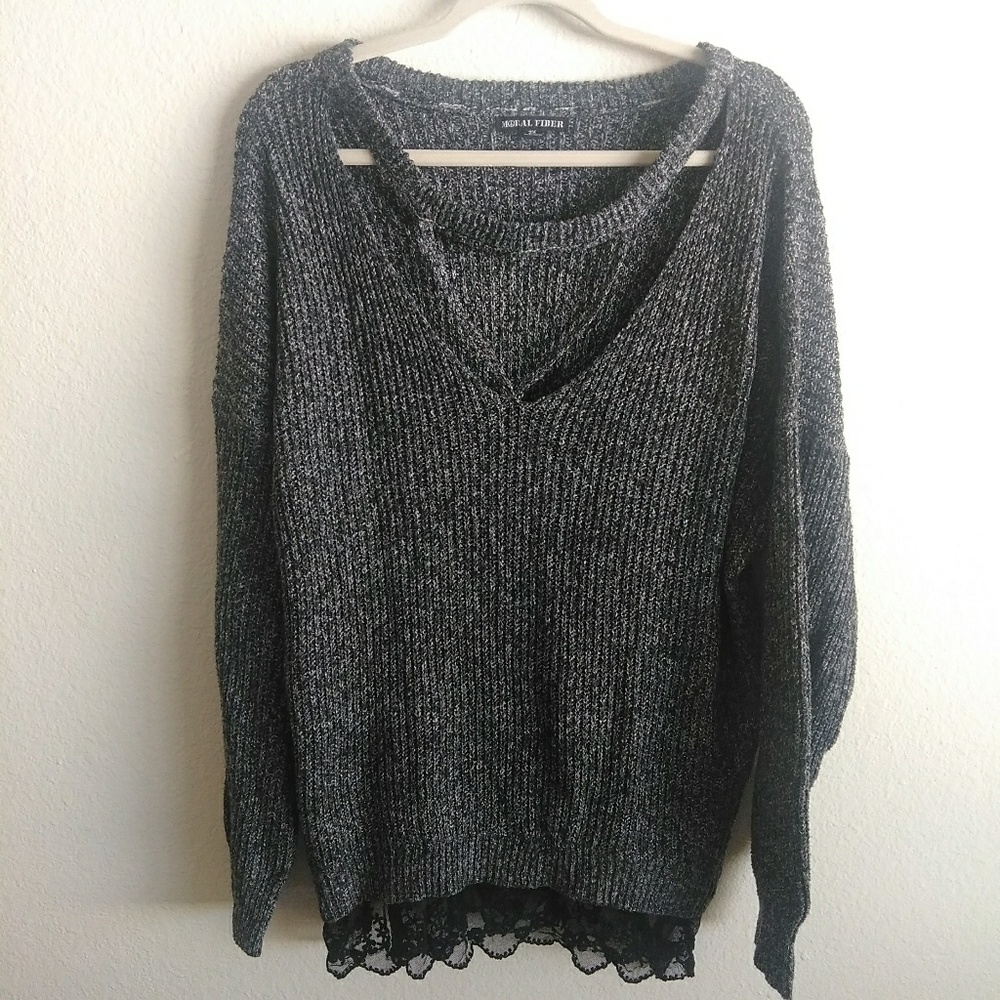 Crochet Sweater Charcoal 2X